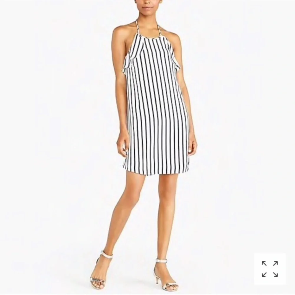 JCrew Halter Blue/White Striped Flutter Dress XS